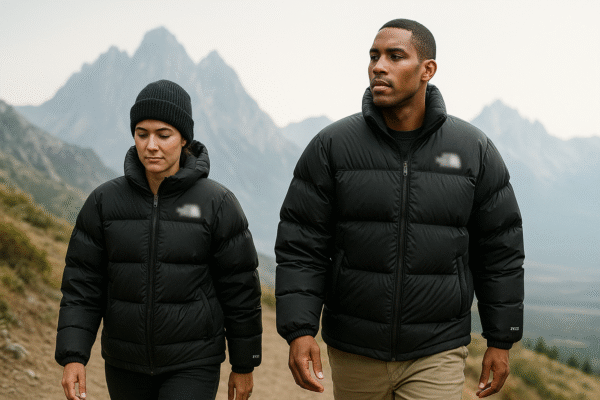 Black puffer jacket for winter